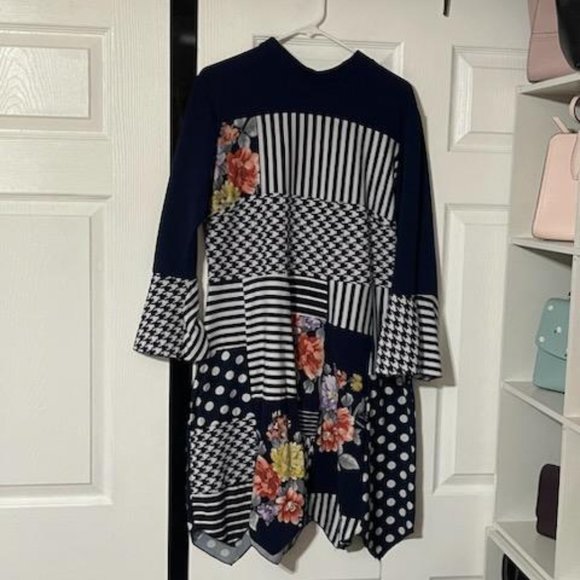 Etsy Dresses & Skirts - Custom Blue and white patterned tunic dress